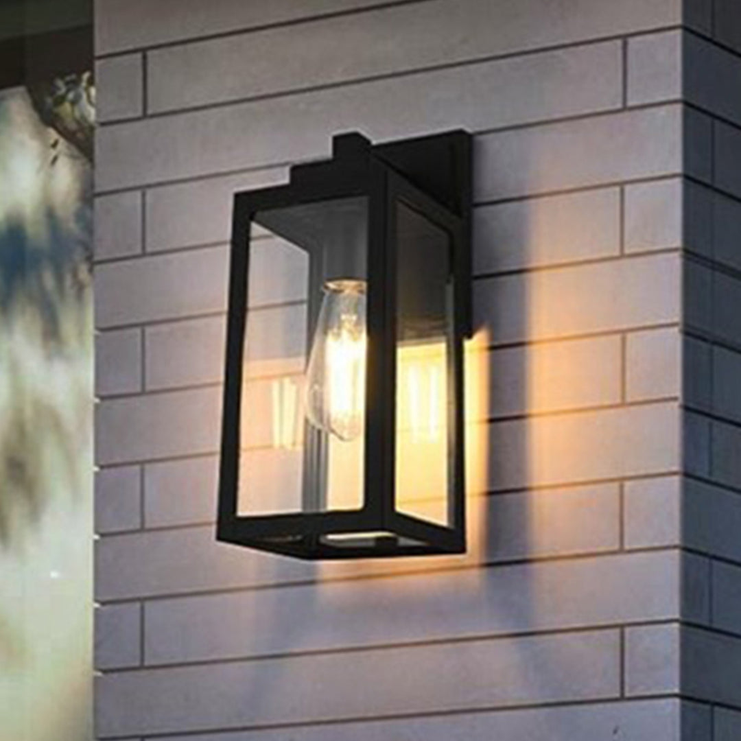 13 Inch Outdoor Wall Sconce In Black Black And Clear Finish - LIGHTING by Joshua Marshal