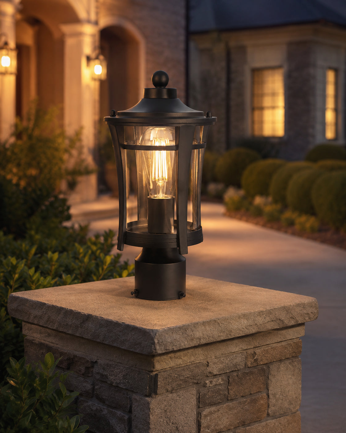 13 Inch Outdoor Post Light In Black - View 2 - Joshua Marshal