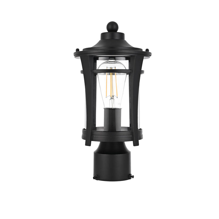 13 Inch Outdoor Post Light In Black - View 3 - Joshua Marshal