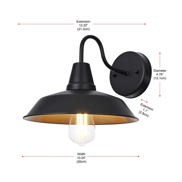 13 Inch Outdoor Wall Sconce In Black - View 6 - Joshua Marshal