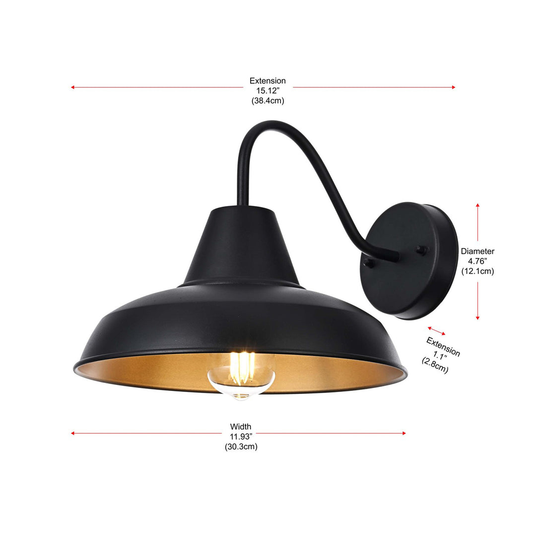15 Inch Outdoor Wall Sconce In Black - View 6 - Joshua Marshal