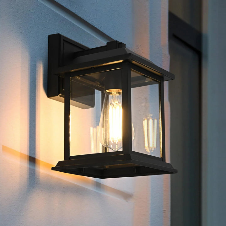 10 Inch Outdoor Wall Sconce In Black Black And Clear Finish - LIGHTING by Joshua Marshal