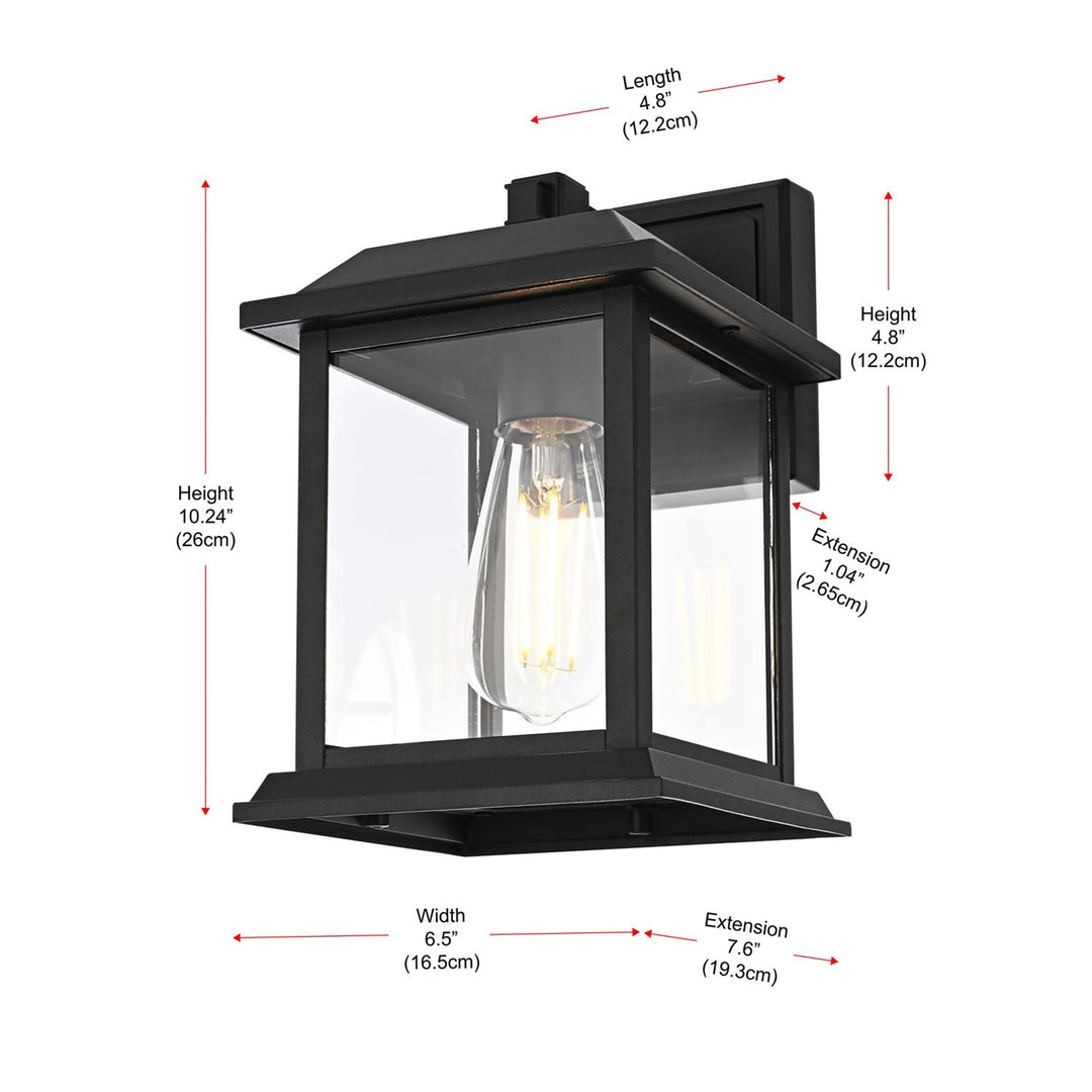 10 Inch Outdoor Wall Sconce In Black - View 6 - Joshua Marshal