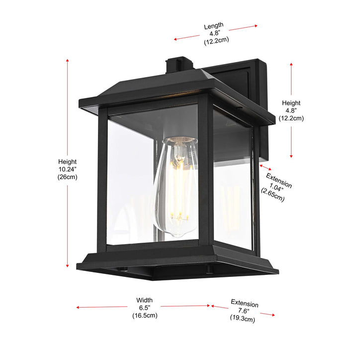 10 Inch Outdoor Wall Sconce In Black - View 6 - Joshua Marshal