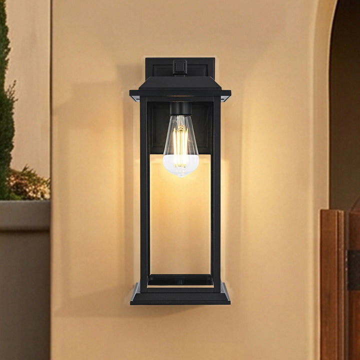17 Inch Outdoor Wall Sconce In Black Black And Clear Finish - LIGHTING by Joshua Marshal