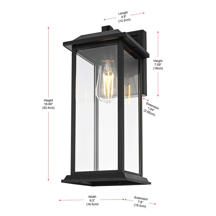 17 Inch Outdoor Wall Sconce In Black - View 5 - Joshua Marshal