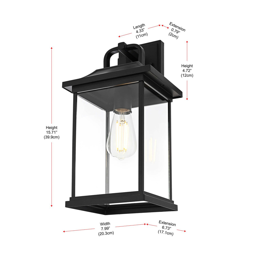 16 Inch Outdoor Wall Sconce In Black - View 5 - Joshua Marshal