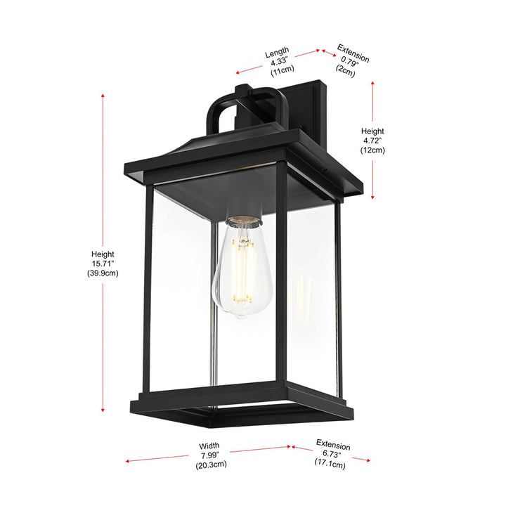 16 Inch Outdoor Wall Sconce In Black - View 5 - Joshua Marshal