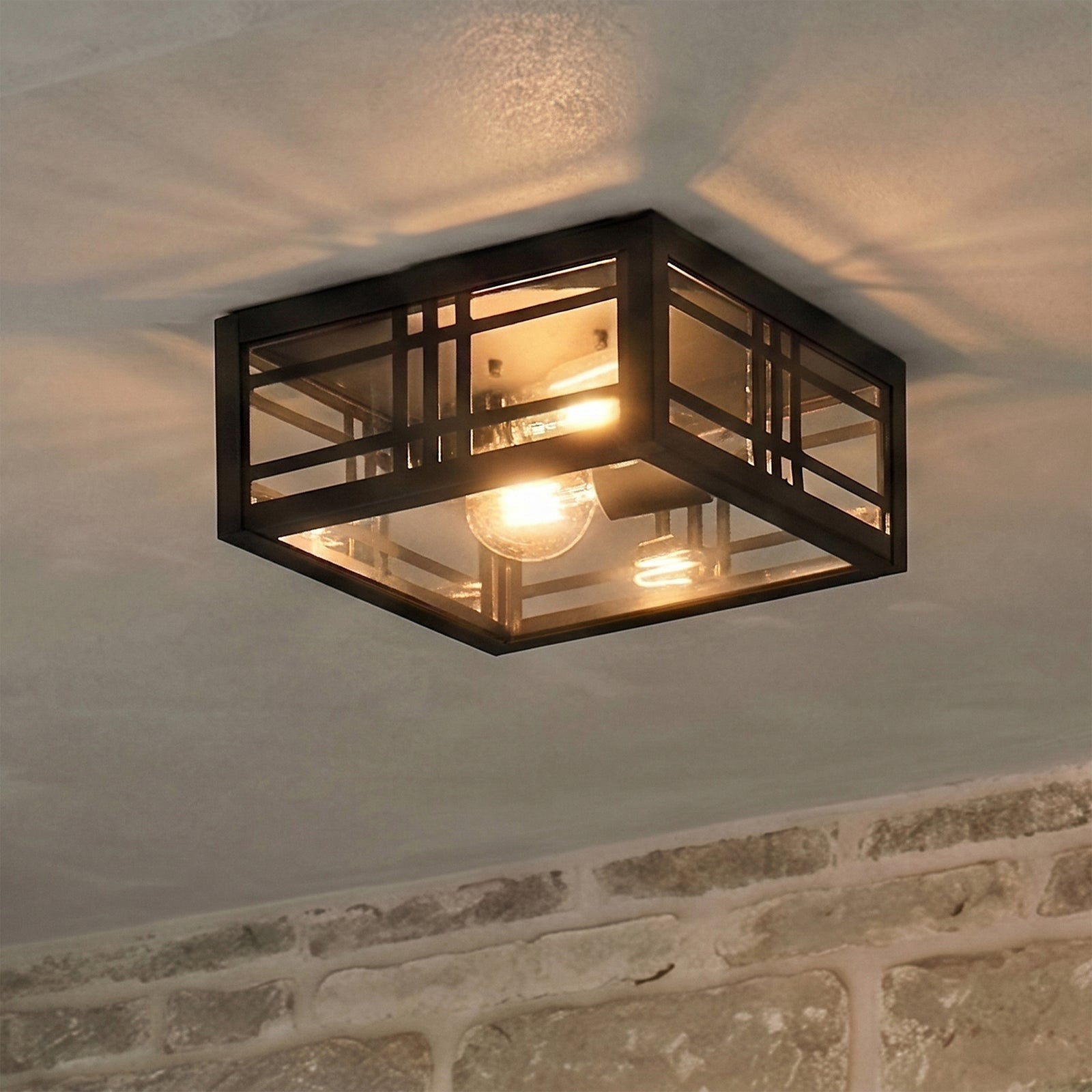 11 Inch Outdoor Flush Mount In Black Black And Clear Finish - LIGHTING by Joshua Marshal