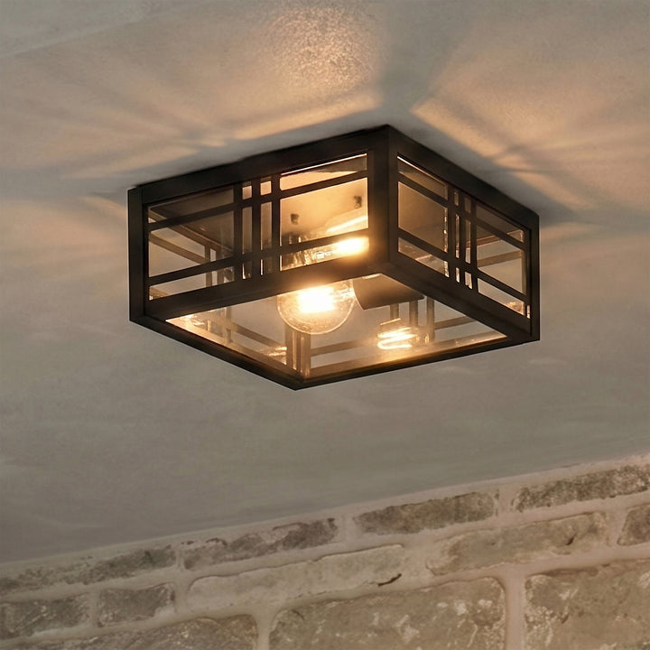 11 Inch Outdoor Flush Mount In Black Black And Clear Finish - LIGHTING by Joshua Marshal