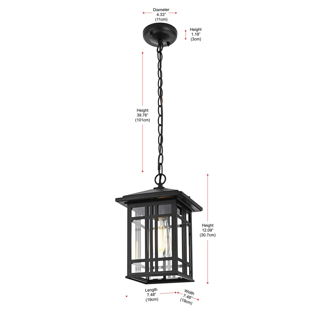 12 Inch Outdoor Pendant In Black - View 4 - Joshua Marshal