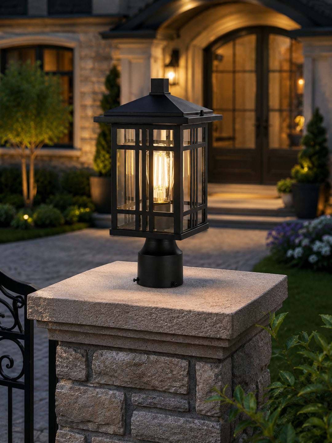 15 Inch Outdoor Post Light In Black - View 2 - Joshua Marshal