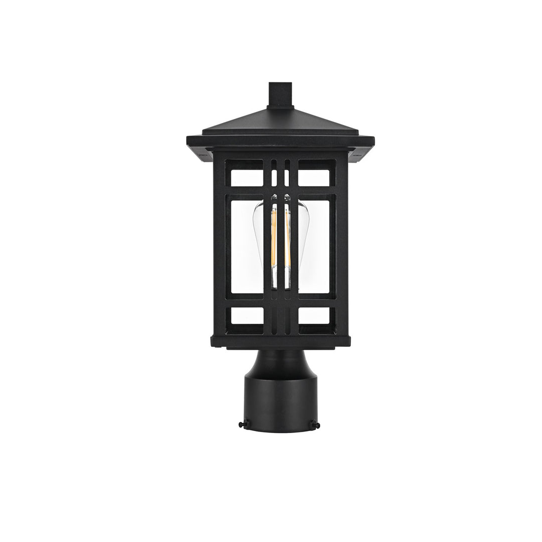 15 Inch Outdoor Post Light In Black - View 3 - Joshua Marshal