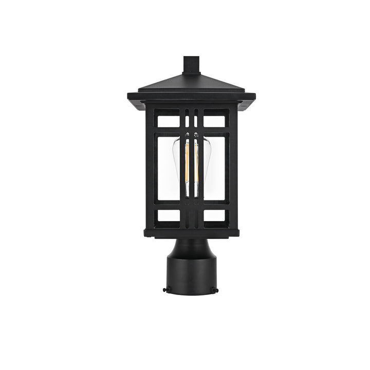 15 Inch Outdoor Post Light In Black - View 3 - Joshua Marshal
