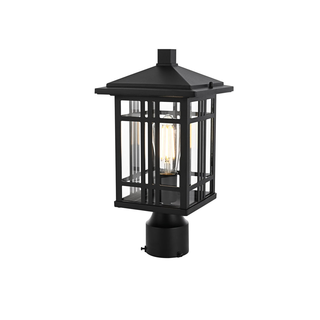 15 Inch Outdoor Post Light In Black - View 4 - Joshua Marshal