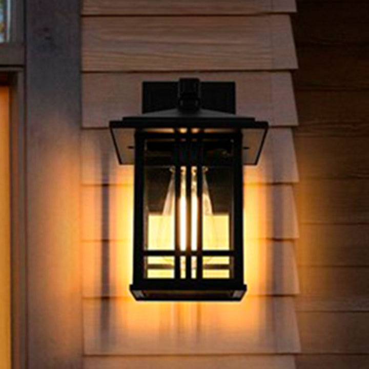 10 Inch Outdoor Wall Sconce In Black Black And Clear Finish - LIGHTING by Joshua Marshal