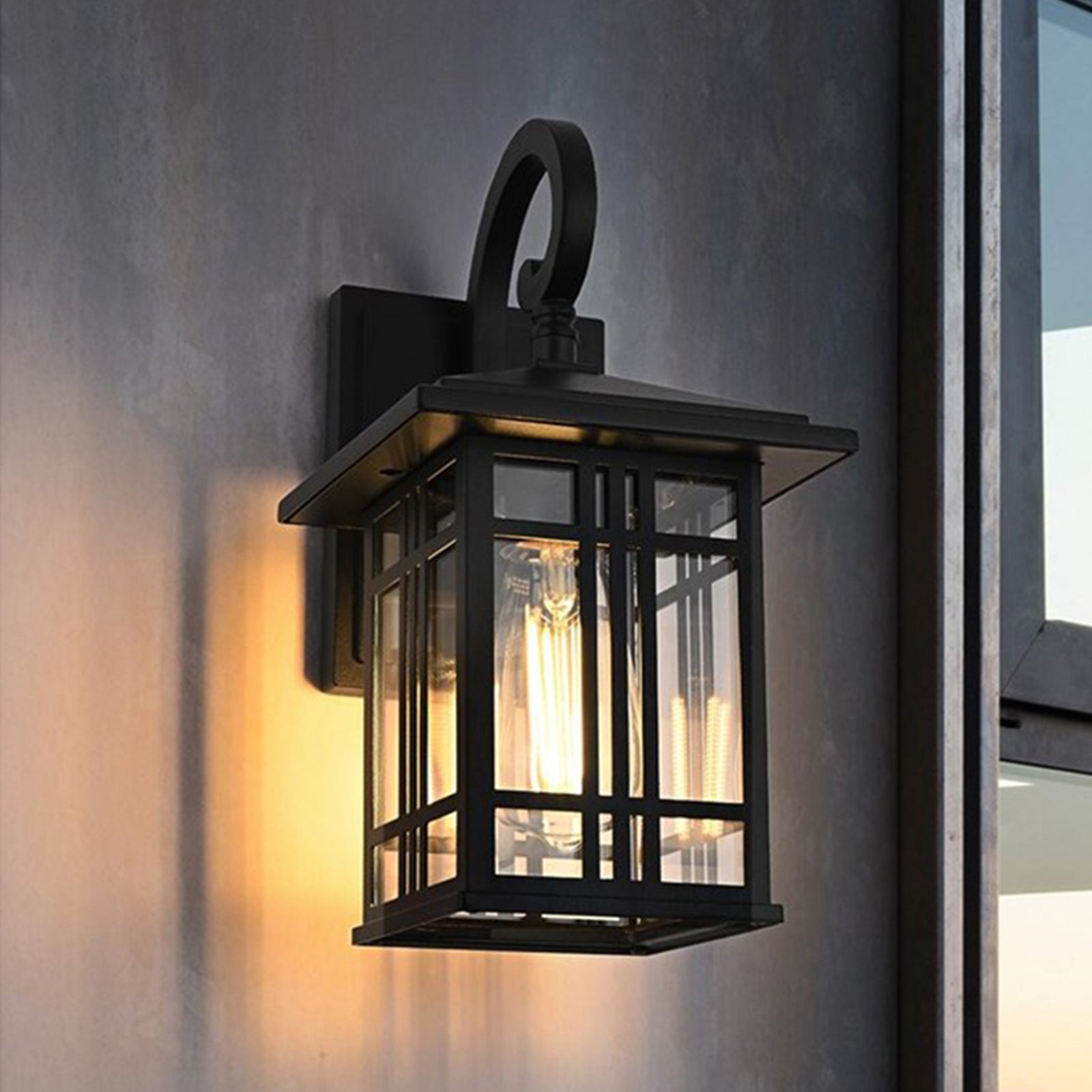 12 Inch Outdoor Wall Sconce In Black Black And Clear Finish - LIGHTING by Joshua Marshal