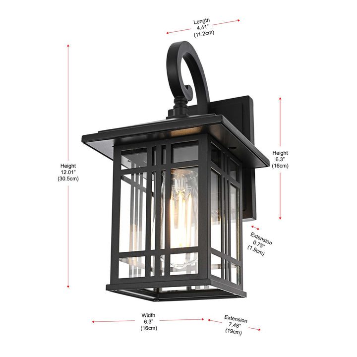 12 Inch Outdoor Wall Sconce In Black - View 6 - Joshua Marshal
