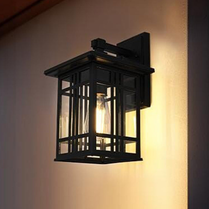 13 Inch Outdoor Wall Sconce In Black Black And Clear Finish - LIGHTING by Joshua Marshal