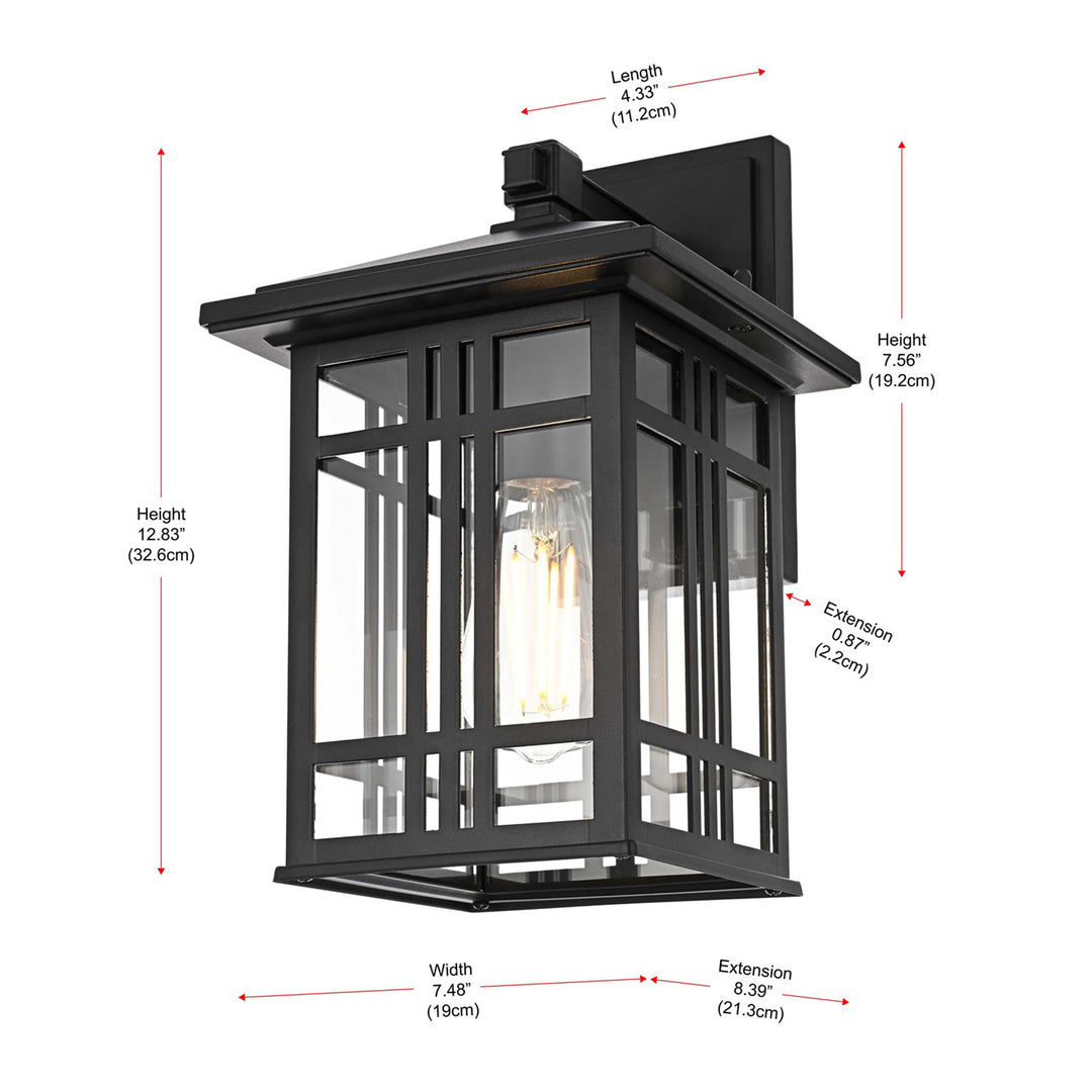 13 Inch Outdoor Wall Sconce In Black - View 6 - Joshua Marshal