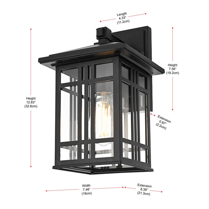 13 Inch Outdoor Wall Sconce In Black - View 6 - Joshua Marshal