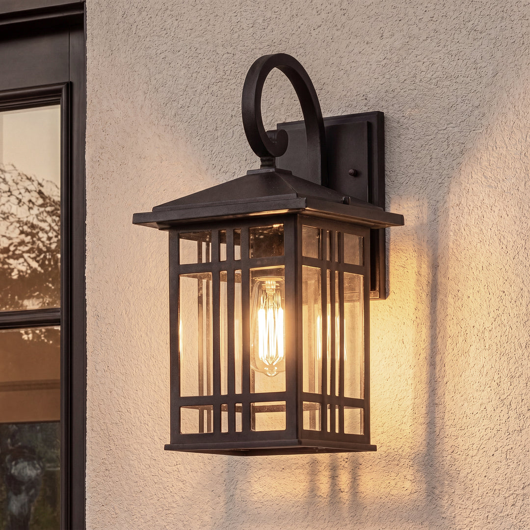 14 Inch Outdoor Wall Sconce In Black Black And Clear Finish - LIGHTING by Joshua Marshal