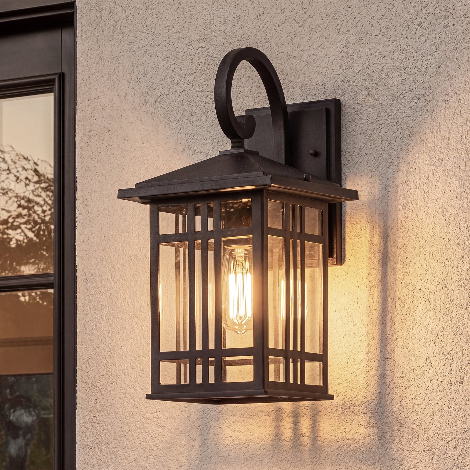 14 Inch Outdoor Wall Sconce In Black Black And Clear Finish - LIGHTING by Joshua Marshal
