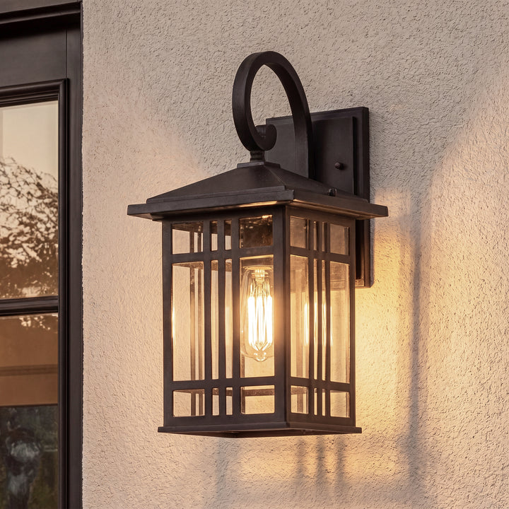 14 Inch Outdoor Wall Sconce In Black Black And Clear Finish - LIGHTING by Joshua Marshal