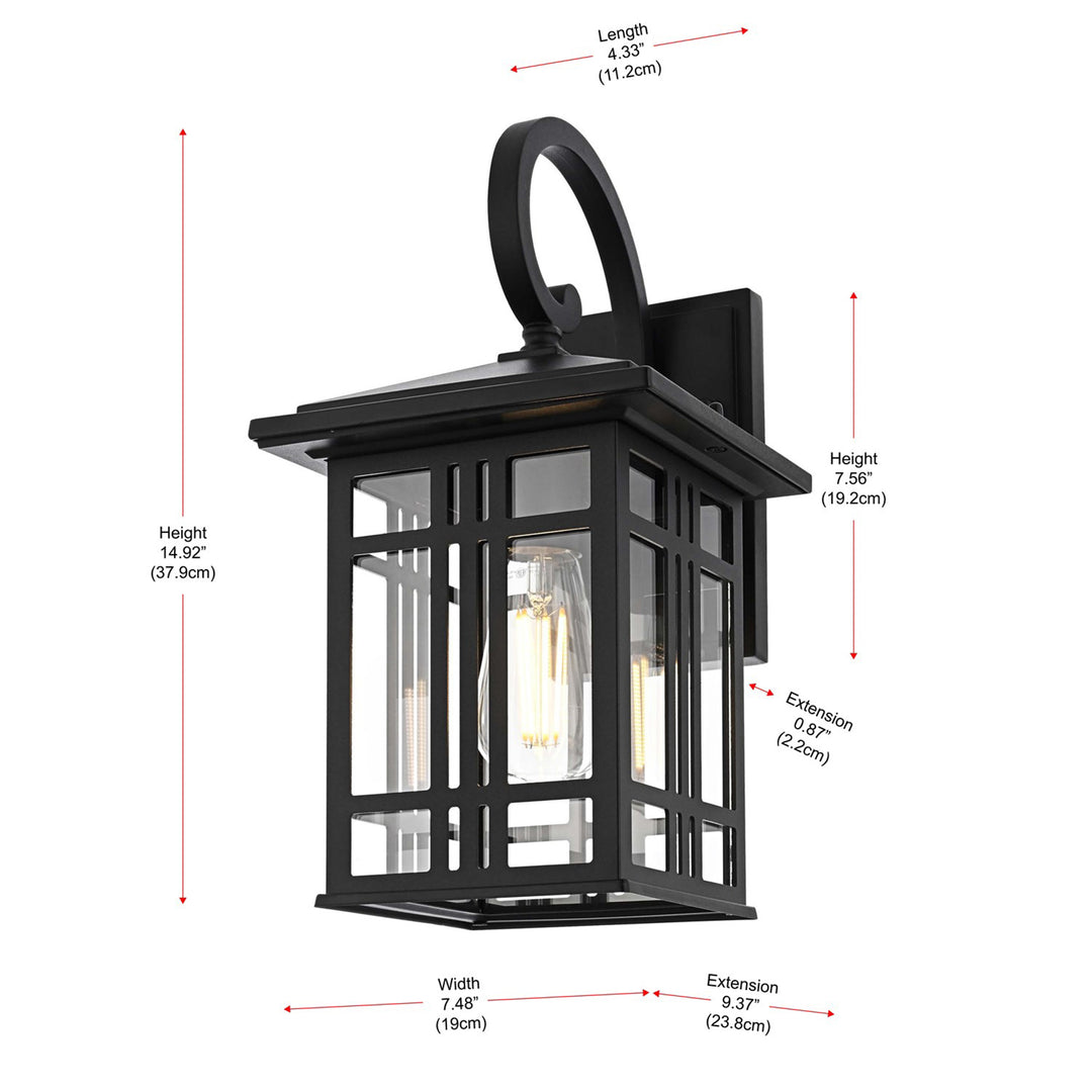 14 Inch Outdoor Wall Sconce In Black - View 6 - Joshua Marshal