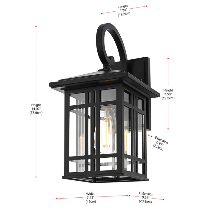 14 Inch Outdoor Wall Sconce In Black - View 6 - Joshua Marshal