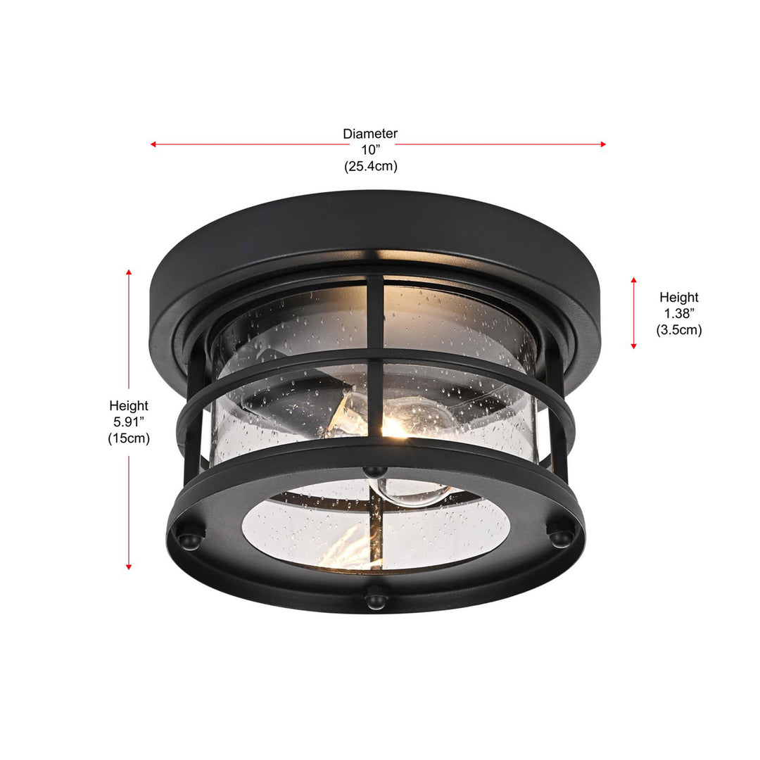 10 Inch Outdoor Flush Mount In Black - View 6 - Joshua Marshal