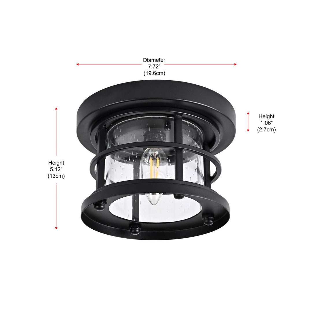 8 Inch Outdoor Flush Mount In Black - View 5 - Joshua Marshal