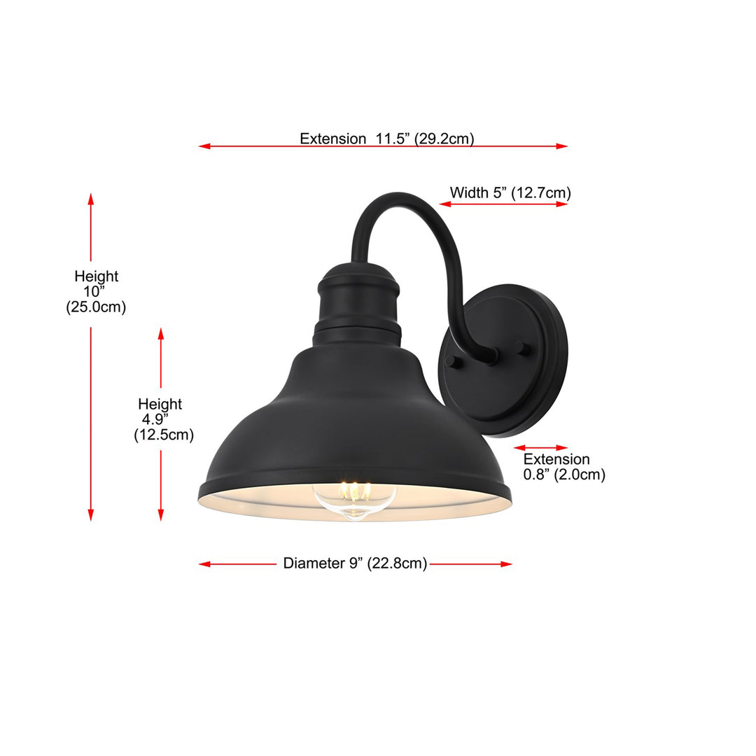 9 Inch Outdoor Wall Sconce In Black - View 6 - Joshua Marshal