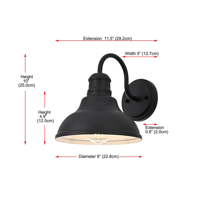 9 Inch Outdoor Wall Sconce In Black - View 6 - Joshua Marshal