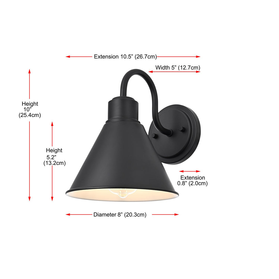 8 Inch Outdoor Wall Sconce In Black - View 6 - Joshua Marshal