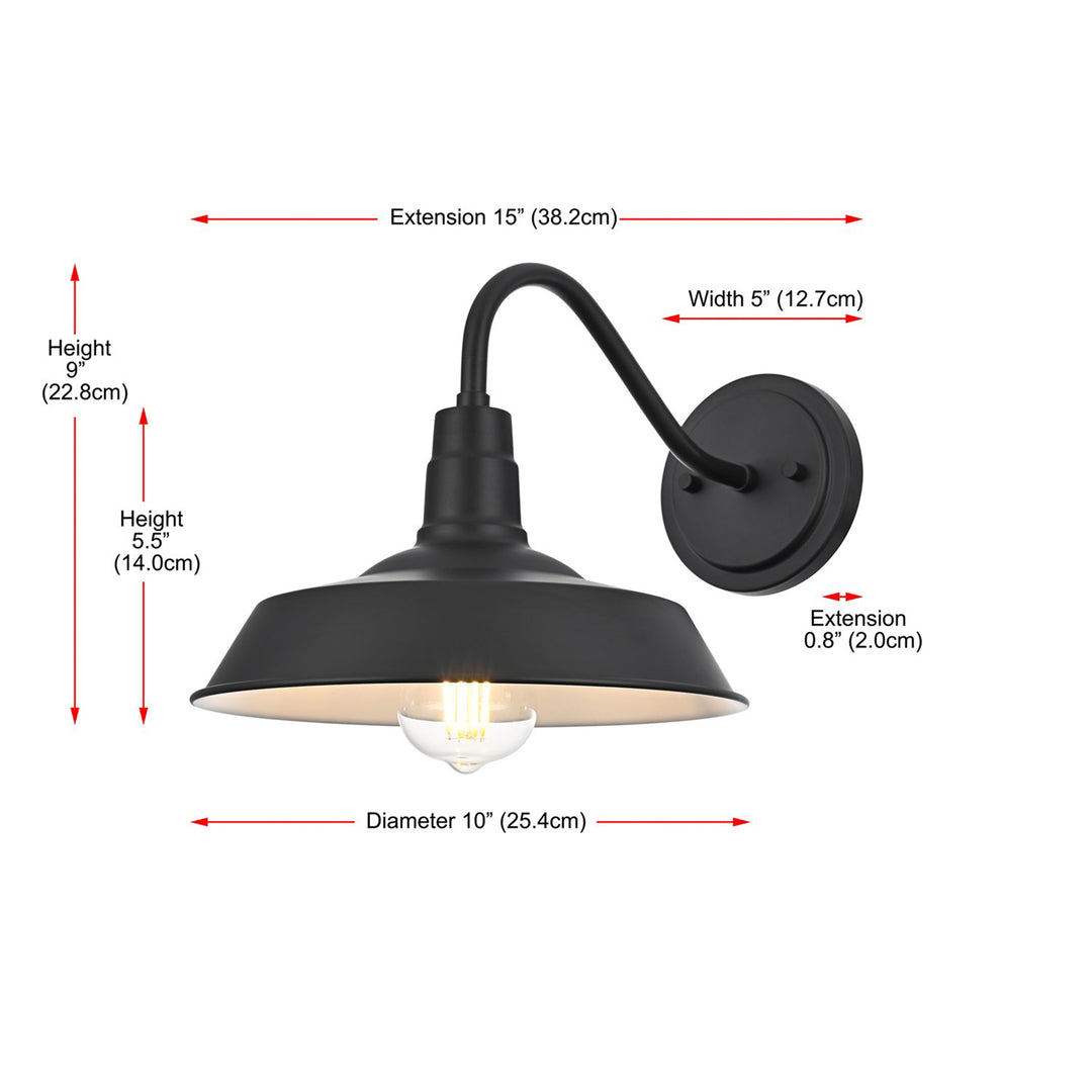 10 Inch Outdoor Wall Sconce In Black - View 6 - Joshua Marshal
