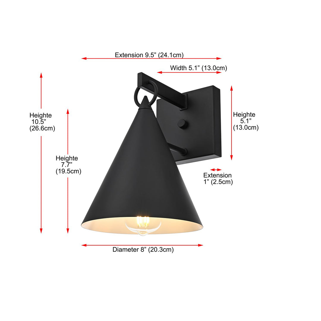 8 Inch Outdoor Wall Sconce In Black - View 6 - Joshua Marshal