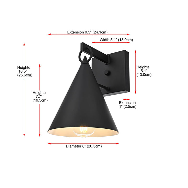 8 Inch Outdoor Wall Sconce In Black - View 6 - Joshua Marshal