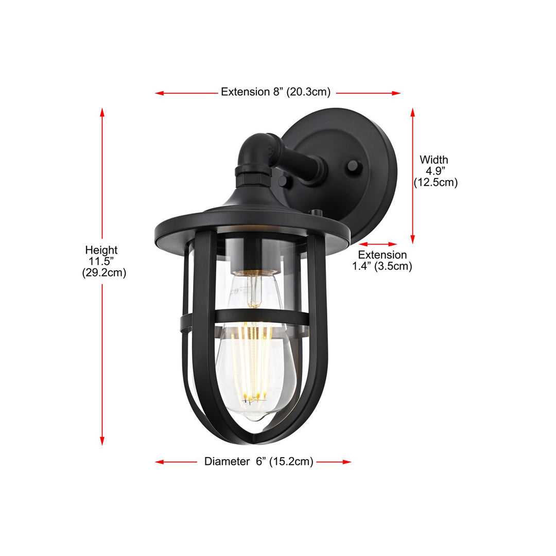 6 Inch Outdoor Wall Sconce In Black - View 6 - Joshua Marshal