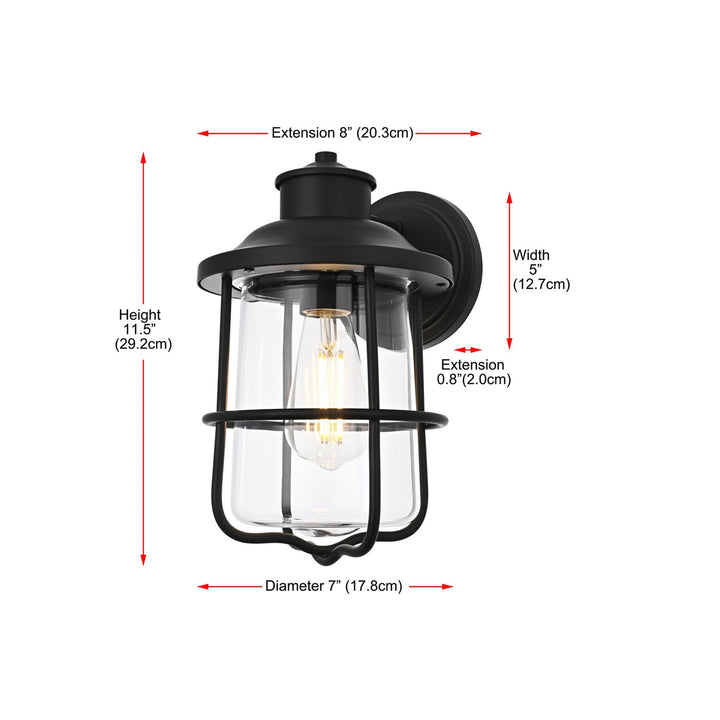 7 Inch Outdoor Wall Sconce In Black - View 6 - Joshua Marshal