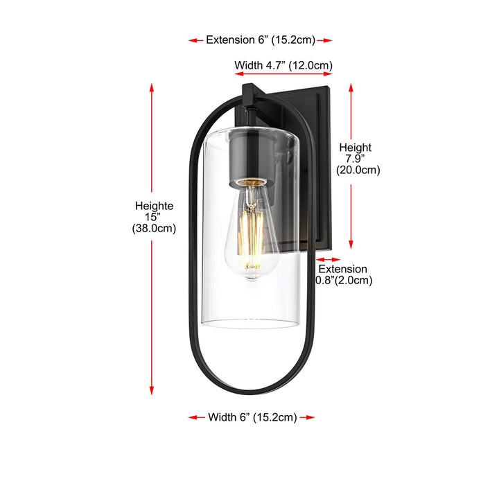 6 Inch Outdoor Wall Sconce In Black - View 6 - Joshua Marshal