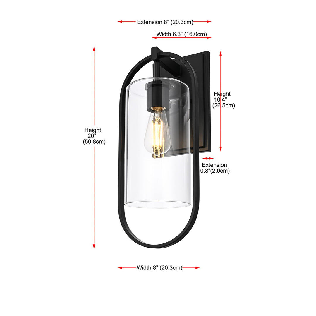 8 Inch Outdoor Wall Sconce In Black - View 6 - Joshua Marshal