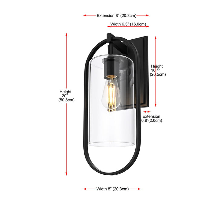 8 Inch Outdoor Wall Sconce In Black - View 6 - Joshua Marshal
