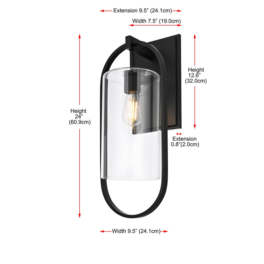 10 Inch Outdoor Wall Sconce In Black - View 4 - Joshua Marshal