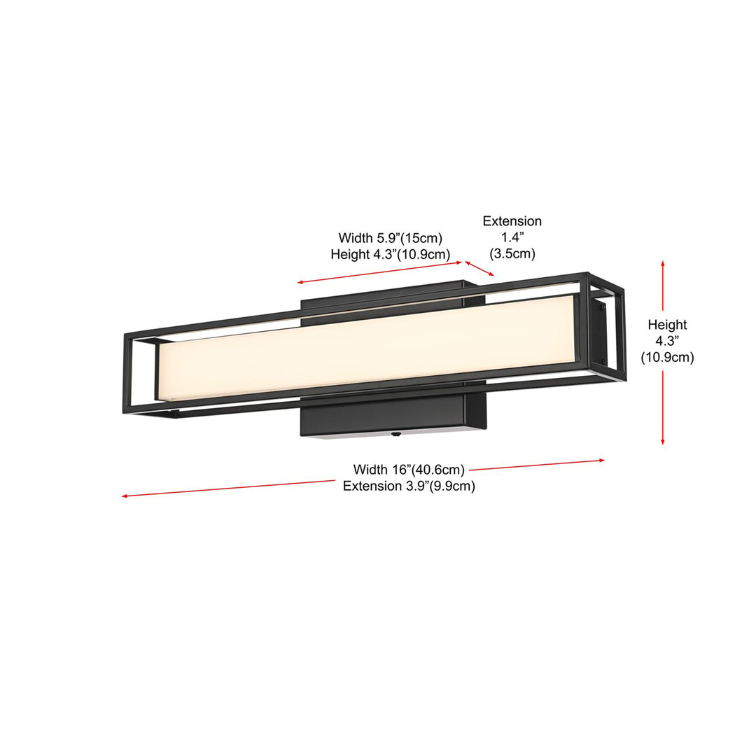 16 Inch Led Wall Sconce In Black - View 6 - Joshua Marshal