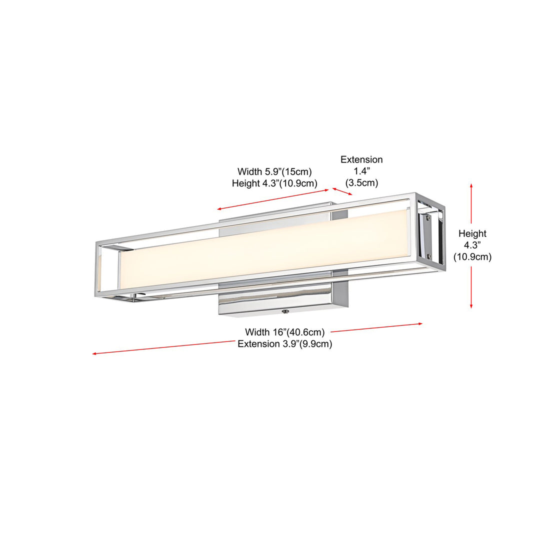 16 Inch Led Wall Sconce In Chrome - View 6 - Joshua Marshal