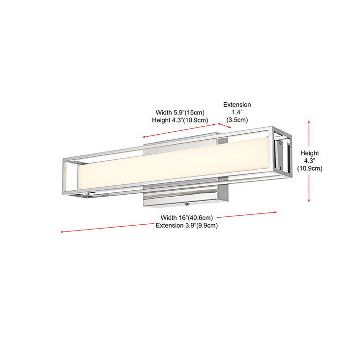 16 Inch Led Wall Sconce In Chrome - View 6 - Joshua Marshal