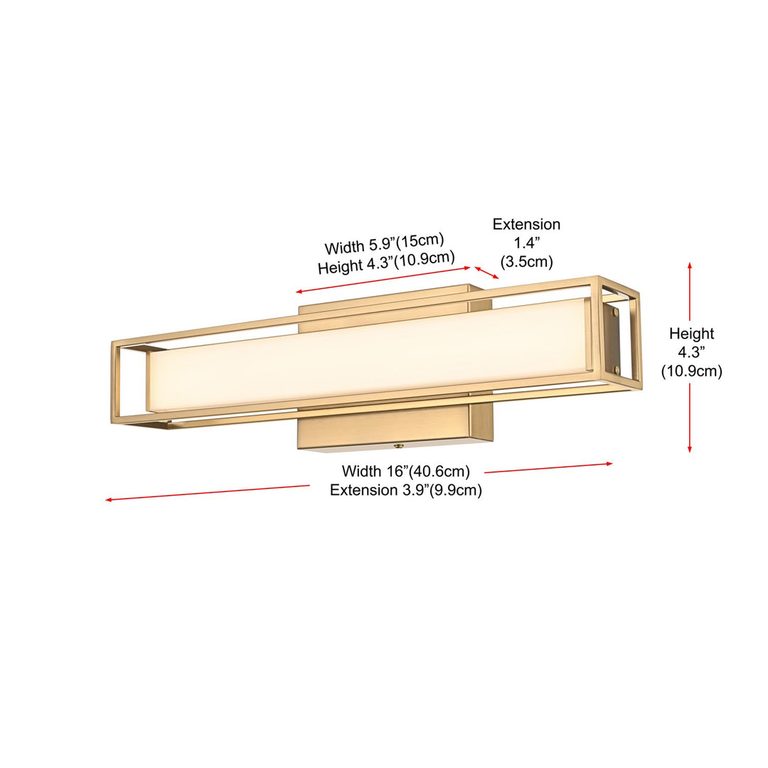 16 Inch Led Wall Sconce In Satin Gold - View 6 - Joshua Marshal