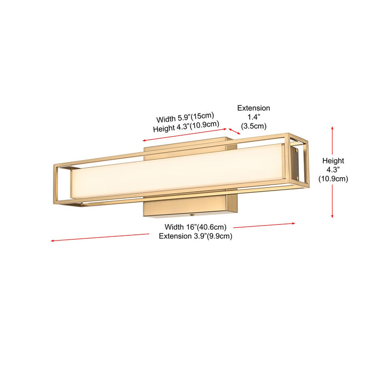 16 Inch Led Wall Sconce In Satin Gold - View 6 - Joshua Marshal