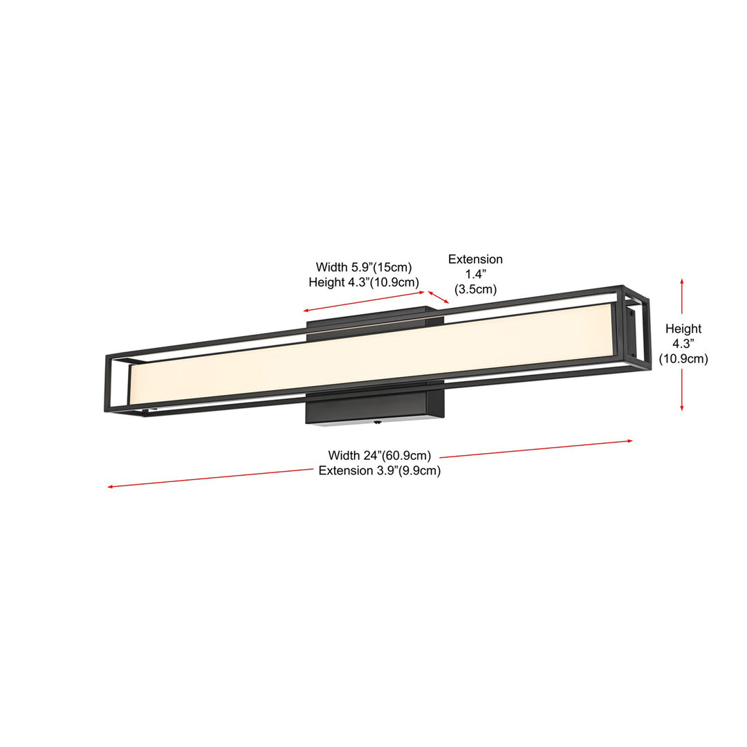 24 Inch Led Wall Sconce In Black - View 6 - Joshua Marshal